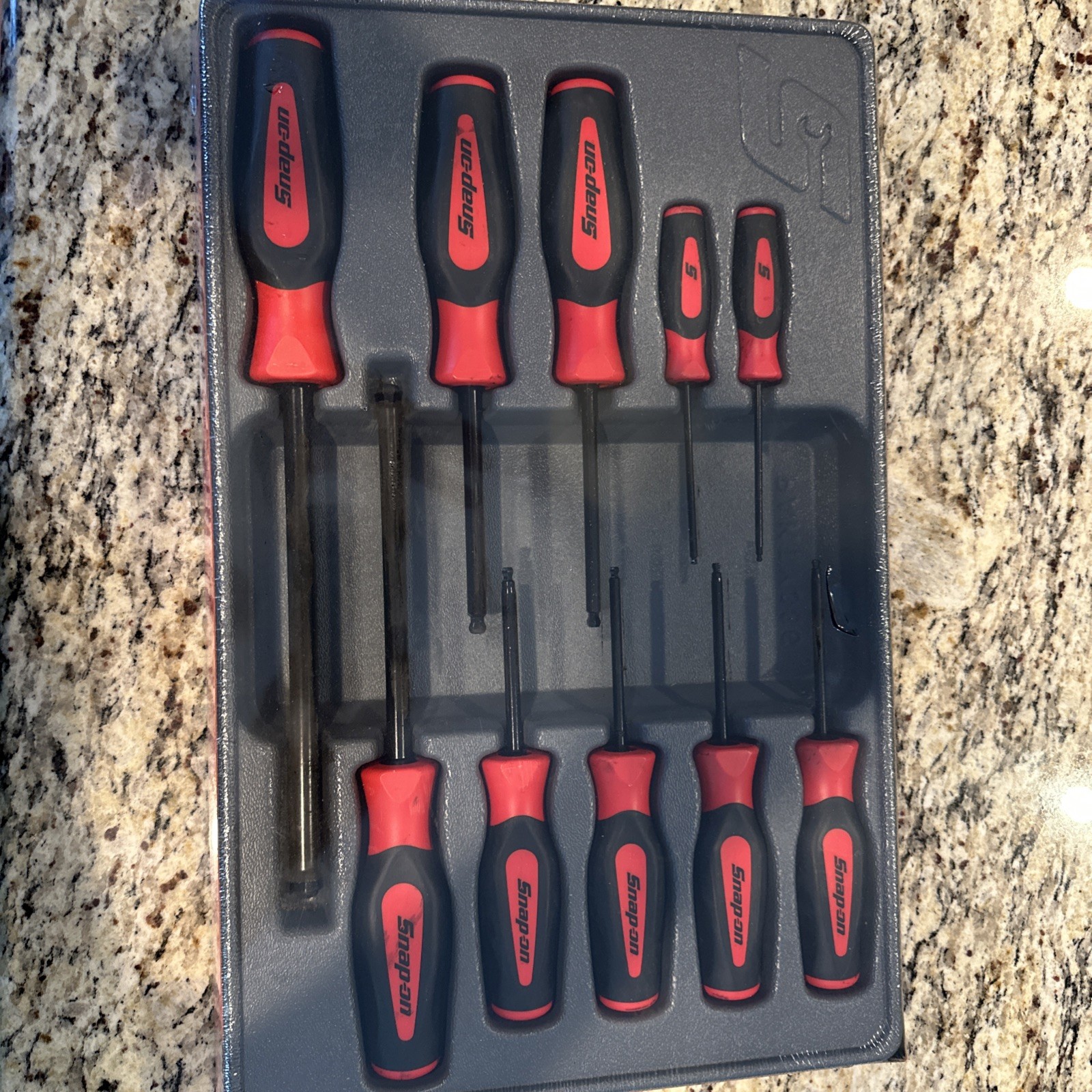 Snap-on Tools USA NEW 10pc RED Soft Grip SAE Ball Hex Screwdriver Set SGAB1000BR
