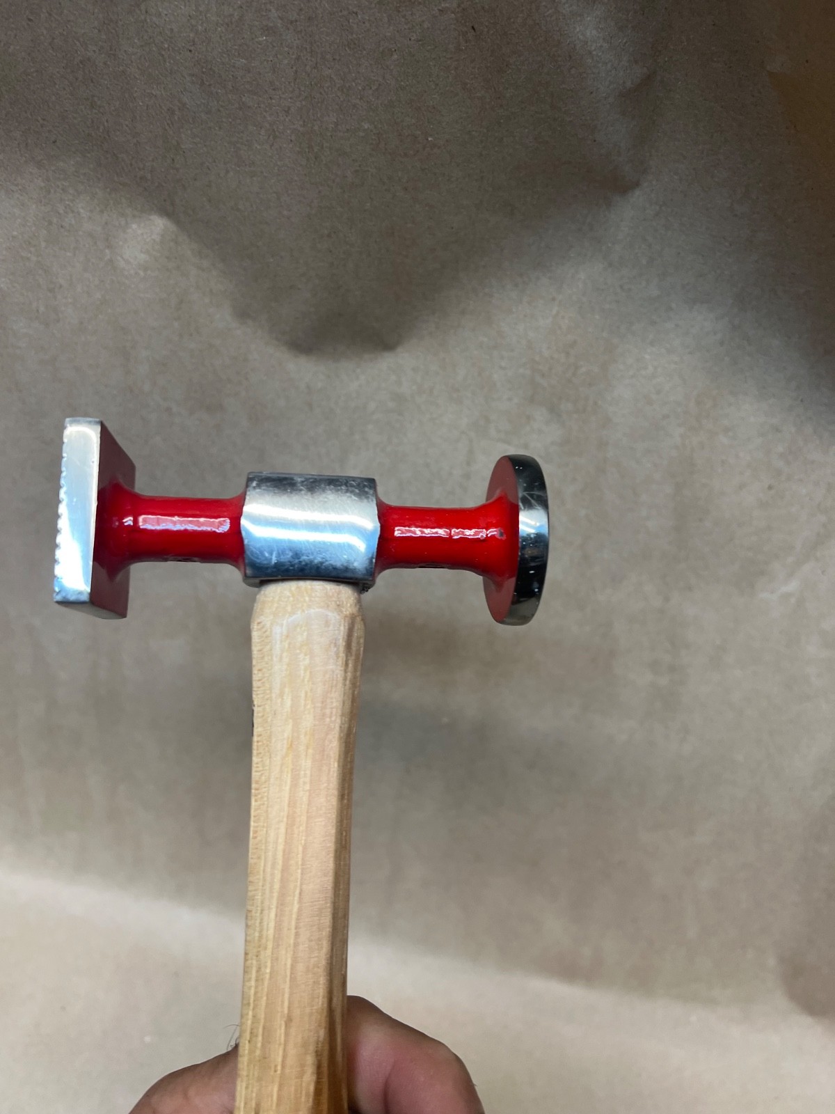 T& E Tools AUTOBODY BUMPING SQUARE shrinking hammer, ROUND FACE HICKORY HANDLE