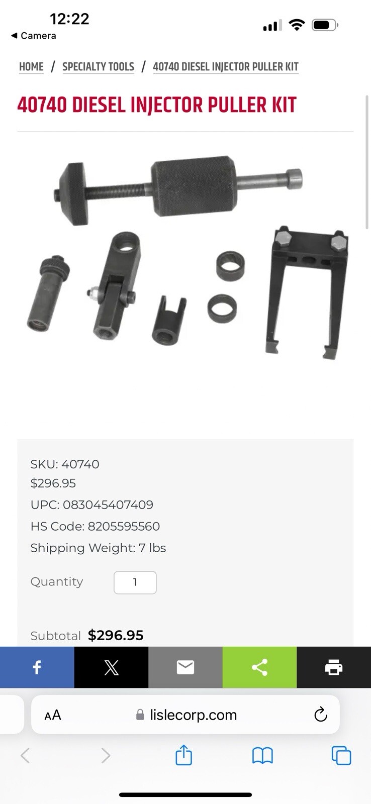 Lisle Tools Diesel, Injector, Polar Kit
