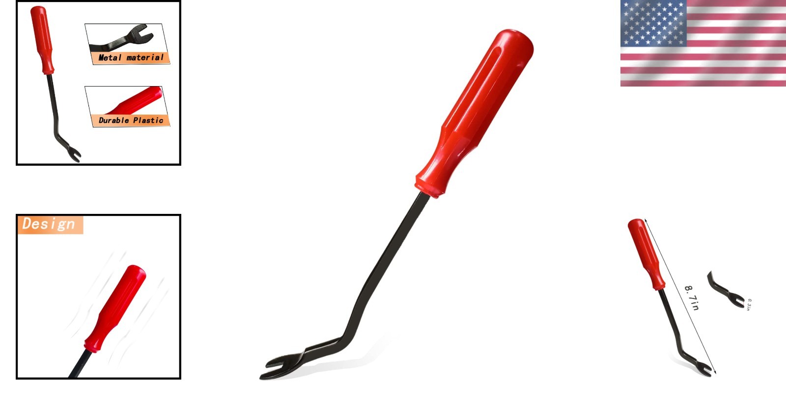 Ergonomic Car Panel Clip Puller – Durable Red Tool for Easy Fastener Removal