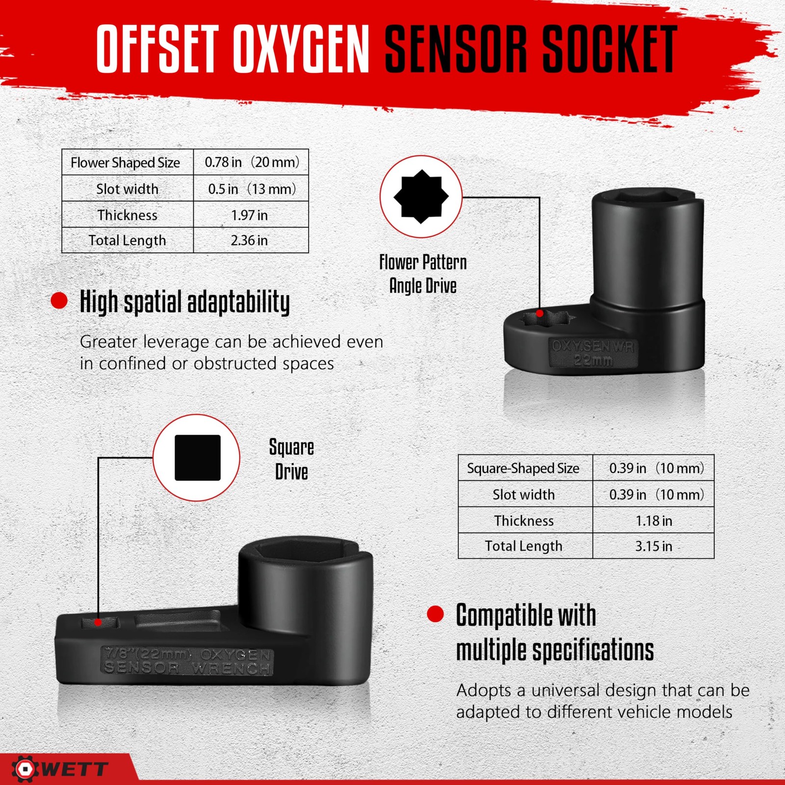 Sockets Para Sensor de Oxigeno O2 7 PCS Llaves 22 27 29mm Offset Kit Universal