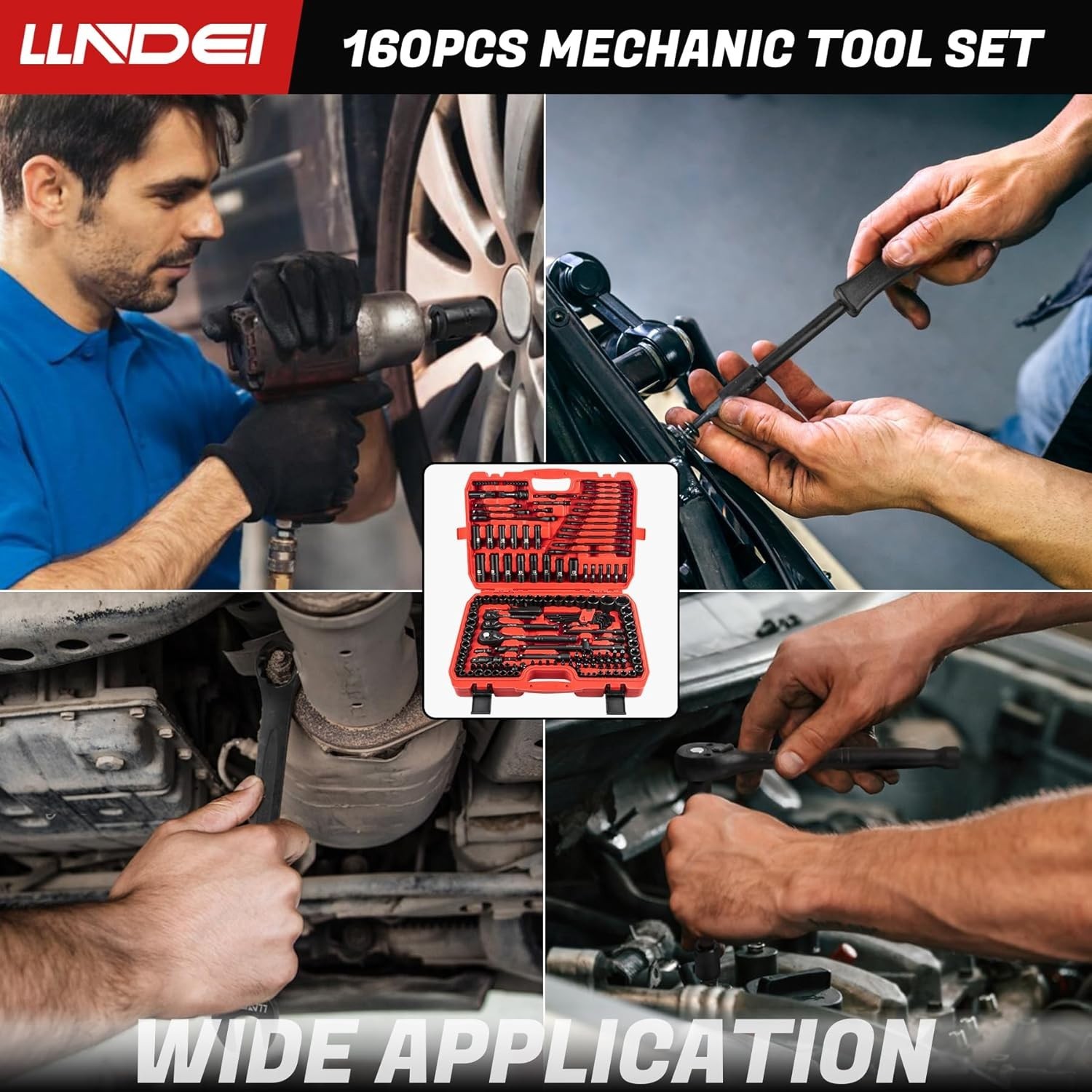 160-Piece Mechanics Tool Set, Metric Socket Set 1/2 1/4 3/8 inch Drive Professio