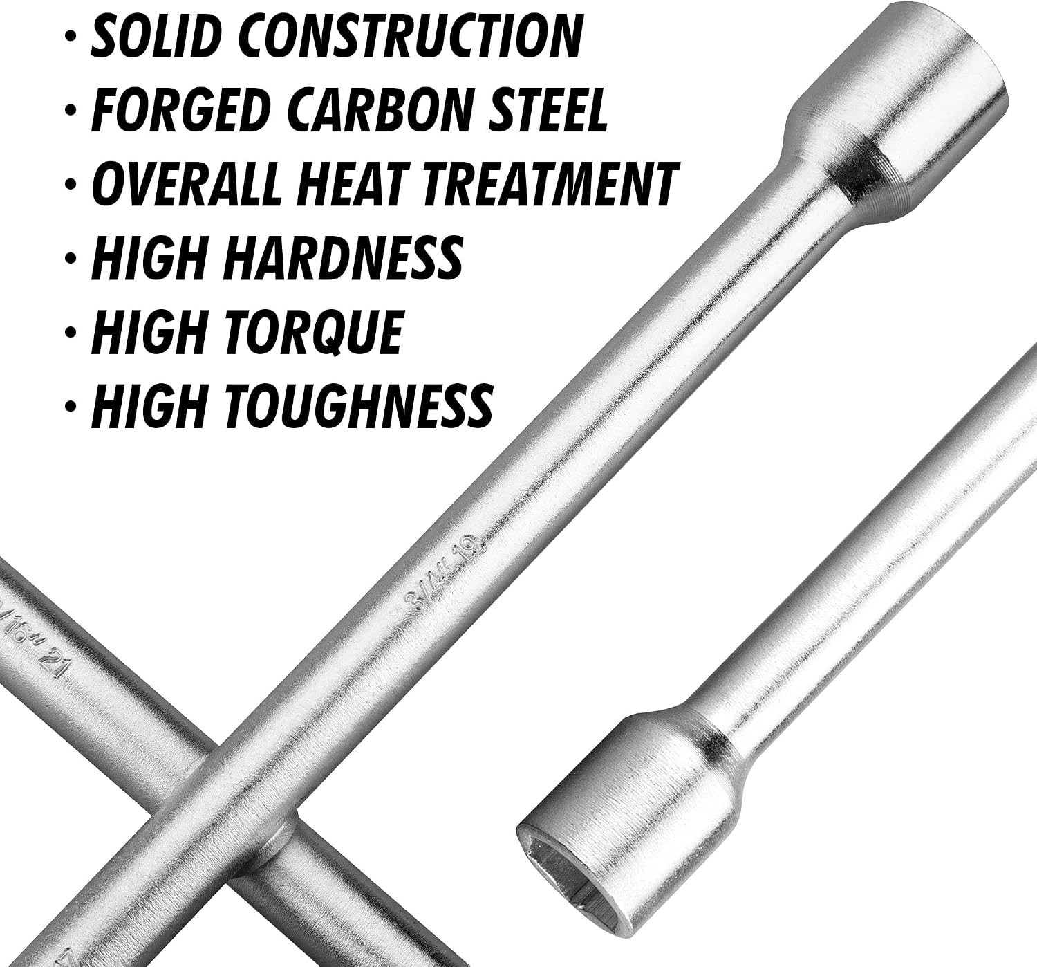 14 Inch Heavy Duty Lug Wrench 4 Way Tire Iron Carbon Steel Chrome