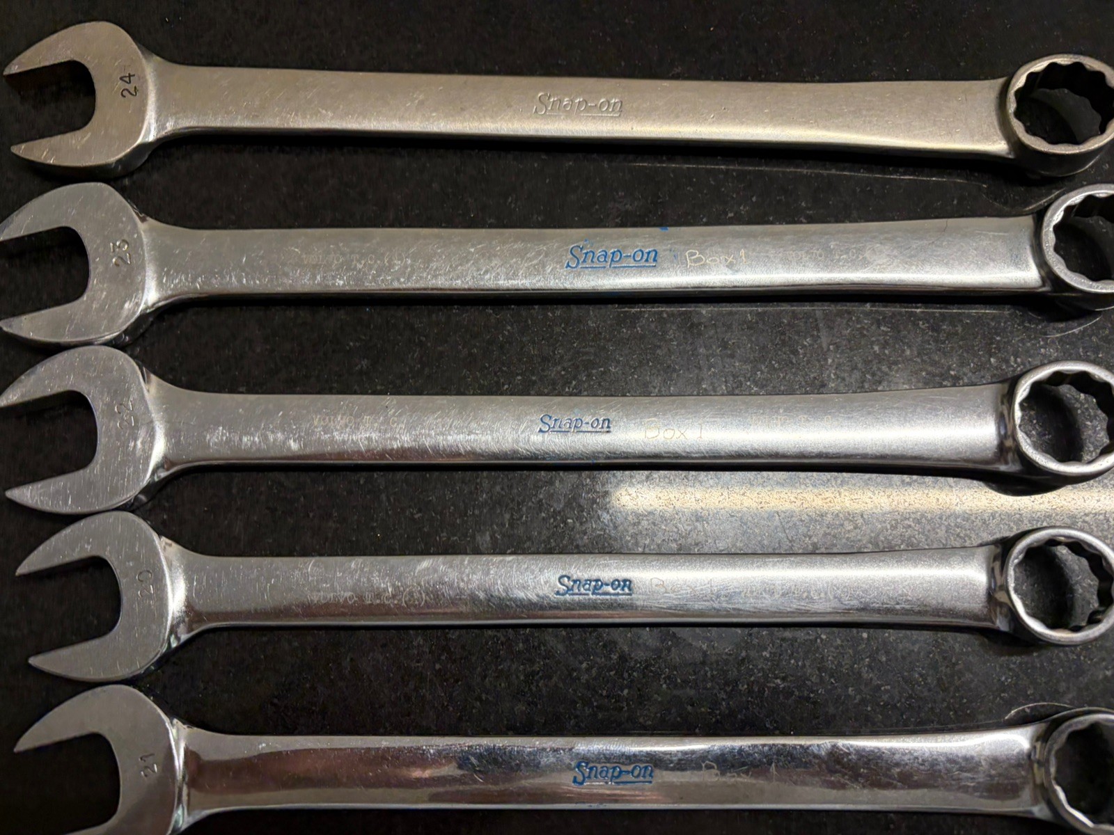 Snap On 5 pc 12-Point Metric Combination Wrench Set 20–24 mm OEXM705