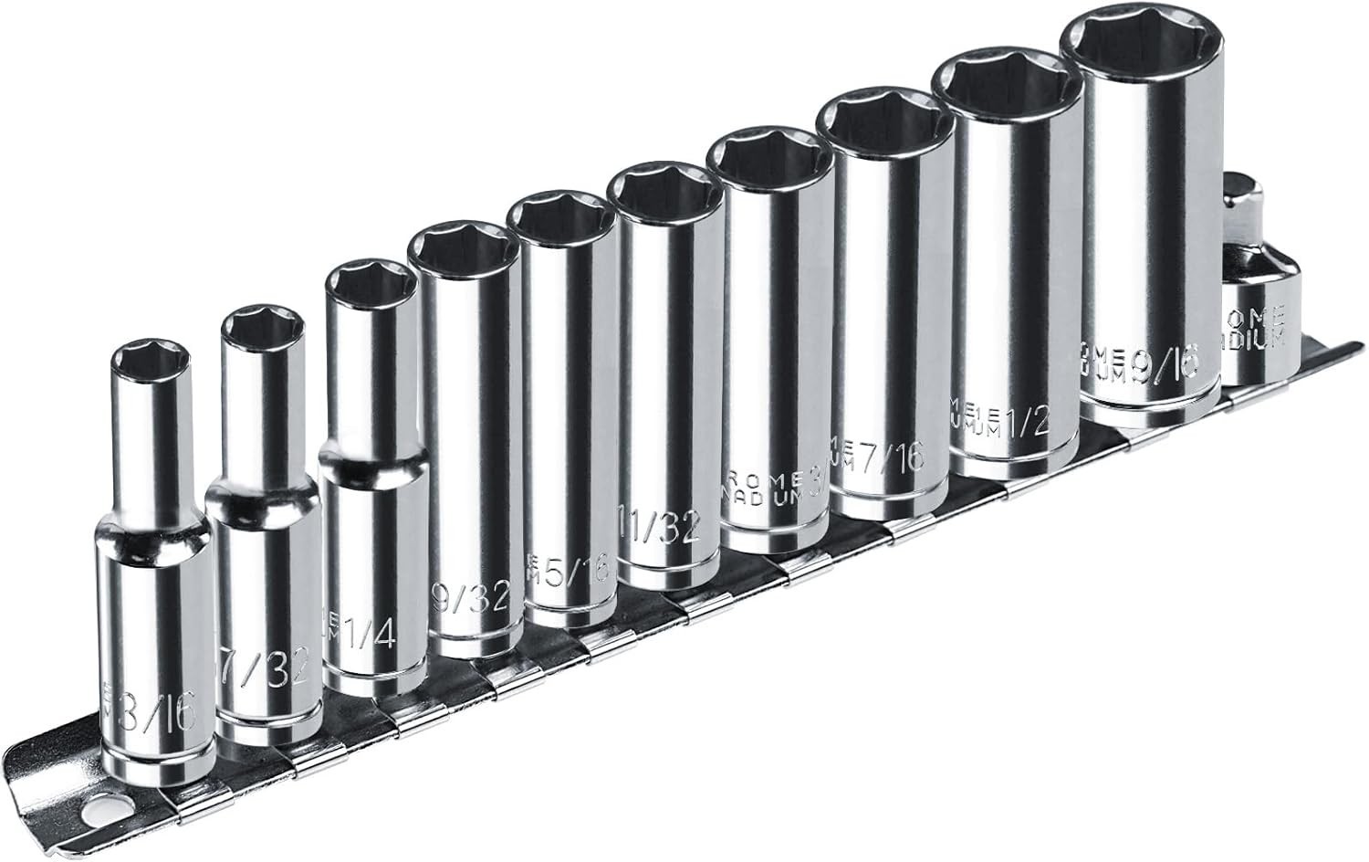 1/4” Drive SAE Socket Set, 11PCS Deep Hex Socket Set 3/16”-9/16”, Cover Most …