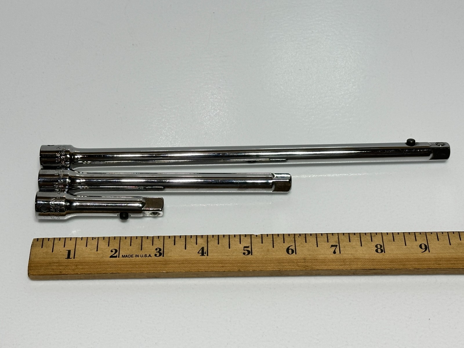 Craftsman USA 3pc EE 3/6/10” 3/8″ Dr. PUSH BUTTON Locking Extension Bar Set RARE
