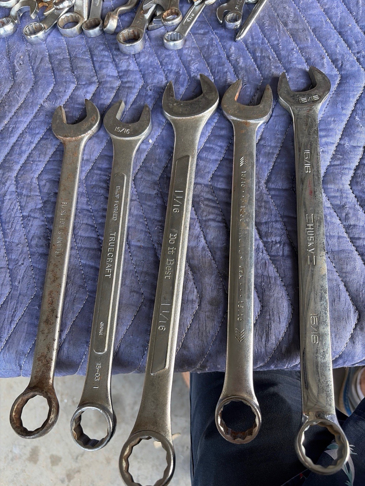 Mixed Jumbo SAE Wrench Lot 5pc 15/16″ & 1-1/16″ Proto Husky Truecraft Vintage