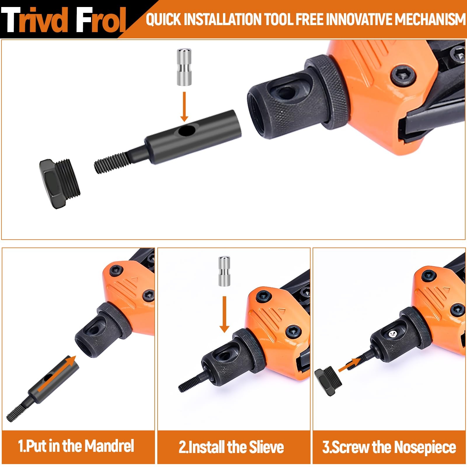 Trivd Frol 16″ Rivet Nut Tool, Nutsert Tool Kit with 15 Metric and…
