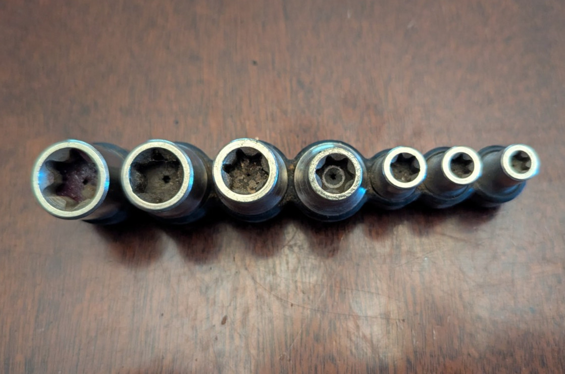 7Pc 1/4″ 3/8” Drive Inverted E Torx E6 E7 E8 E10 E12 E14 E16 Chrome Socket Set