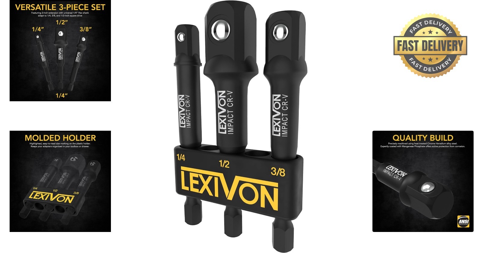 High Torque Impact Socket Adapter Set: 1/4″, 3/8″, 1/2″ Drives for Fast Repairs