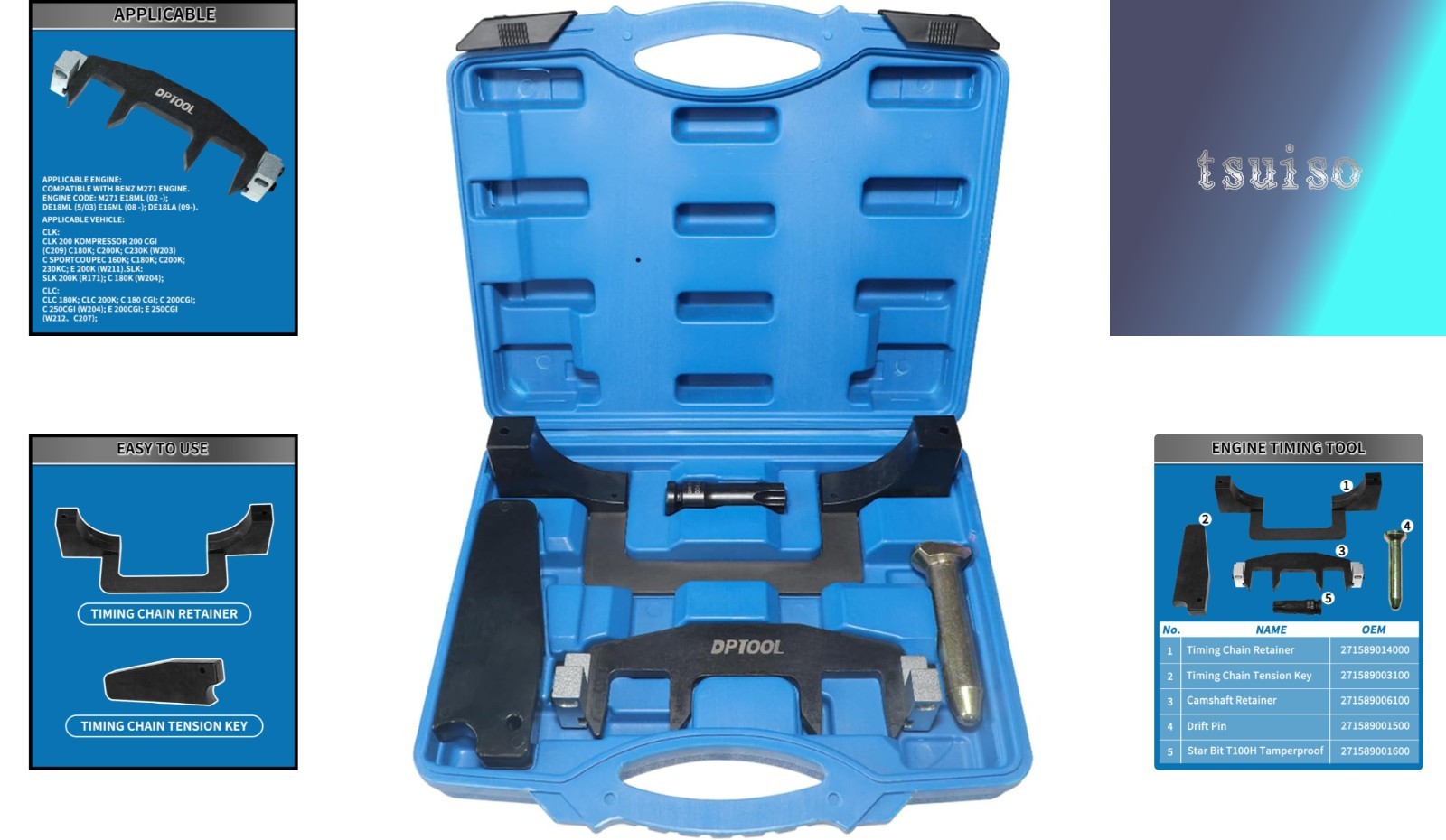 5-Piece Camshaft Alignment Tool for Mercedes Benz M271 – Durable Engine Kit