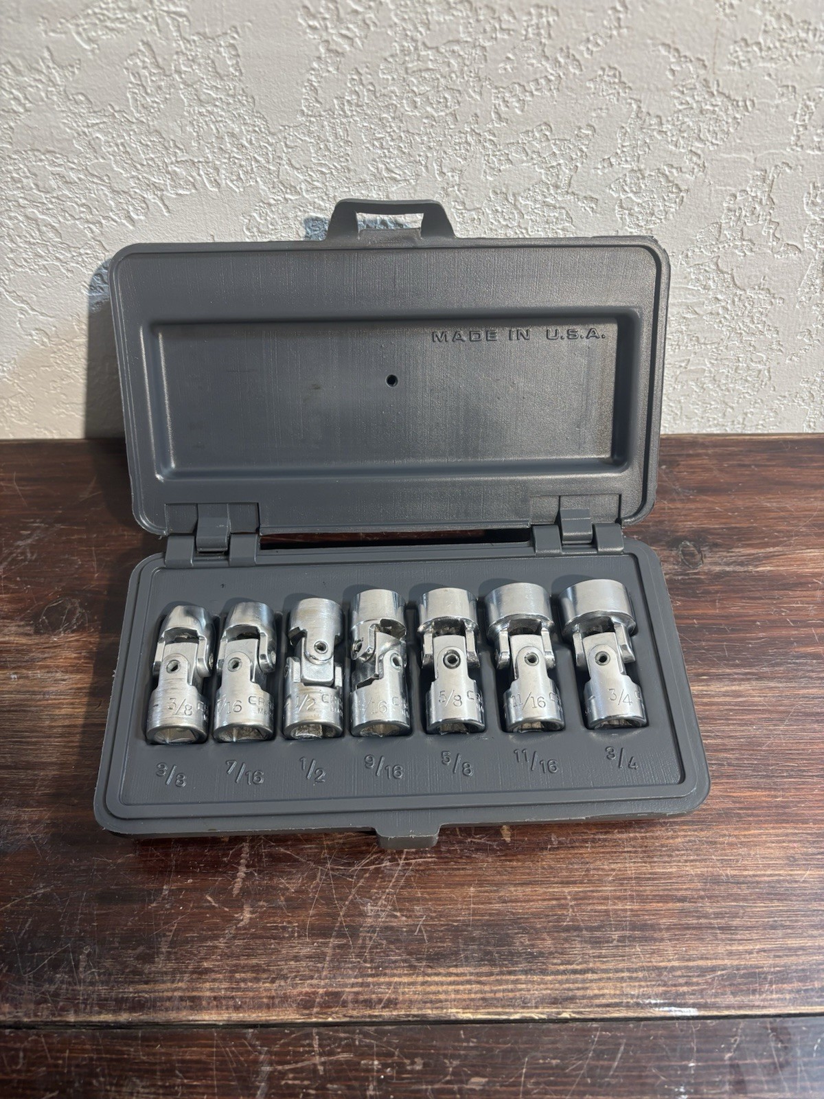 Vntg 7pc Craftsman 3/8″ Drive SAE 12pt Flexible Flex Swivel Socket Set -V- USA.