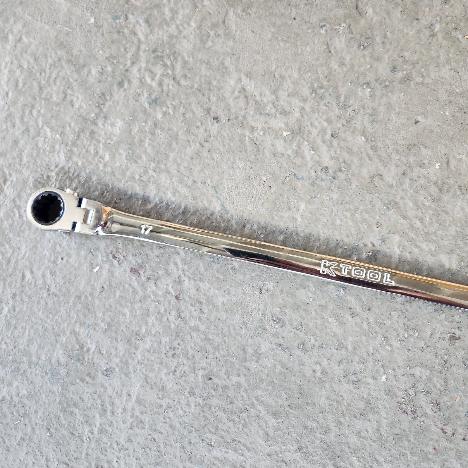 K Tool International Wrench 17mm x 19mm Metric Ratcheting Reversible Double Box