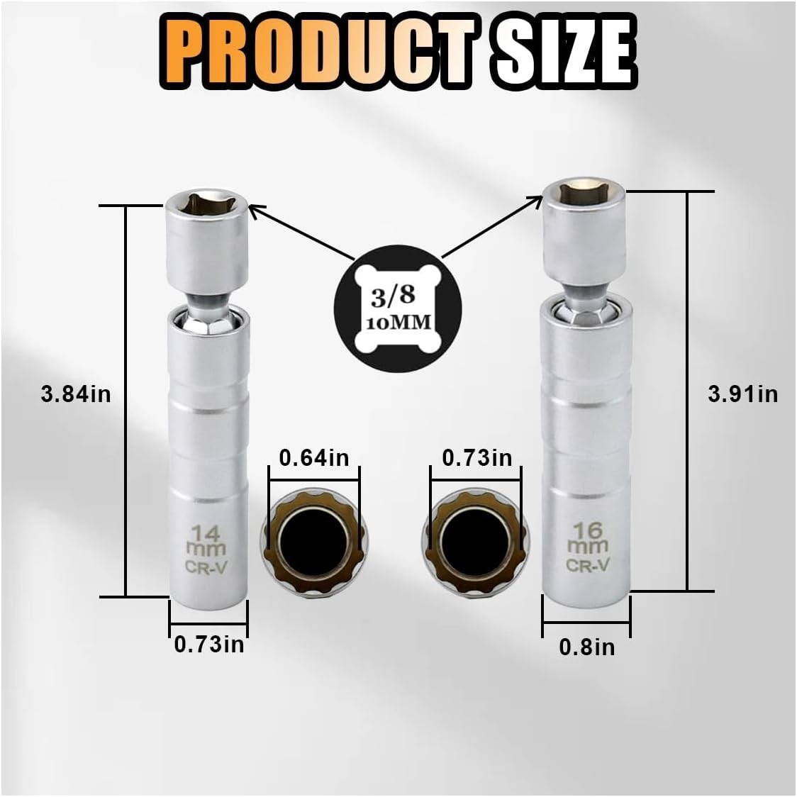 New 14MM Thin Wall Magnetic Swivel Spark Plug Socket 12-Point Removal Tool