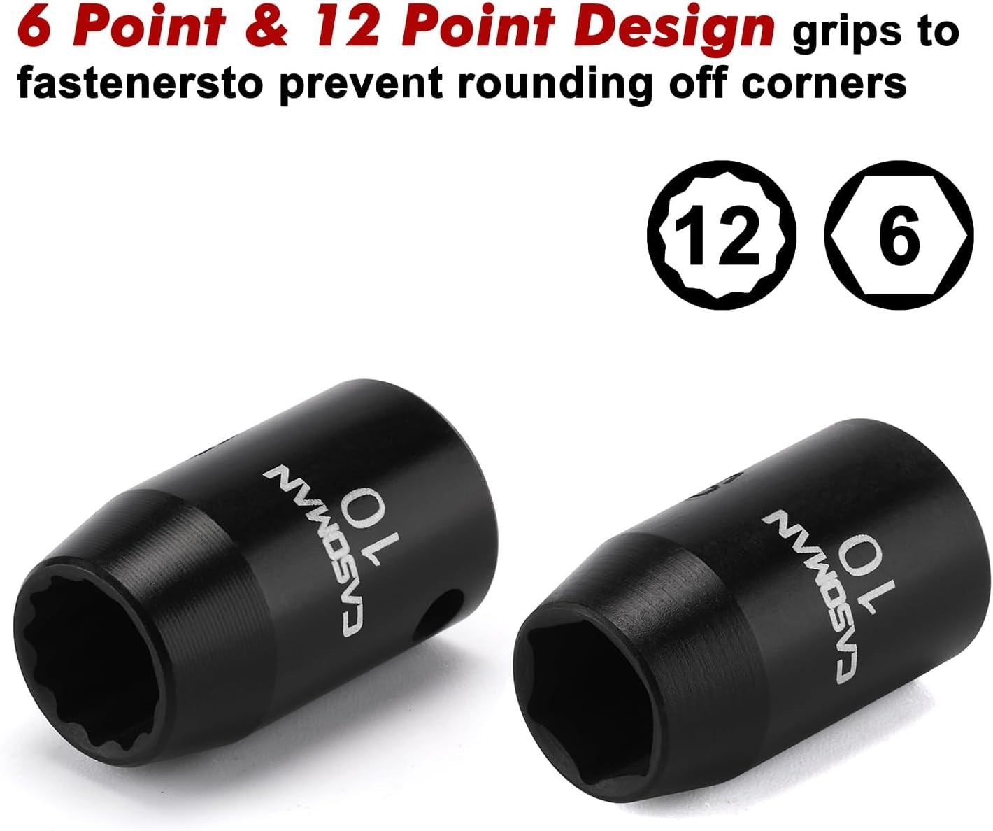 6 Pieces 3/8-Inch Drive Impact Socket Set-10mm, Deep & Shallow, Metric, 6 Poi…