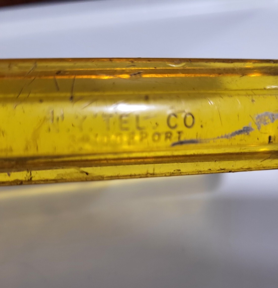 N.Y. TEL. CO. BRIDGEPORT Vintage Flat Head Screwdriver Yellow Plastic Handle