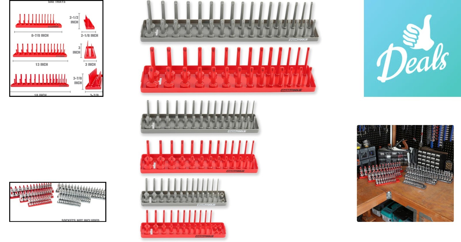 Efficient SAE & Metric 6-Piece Socket Holders – Tipping Prevention Design