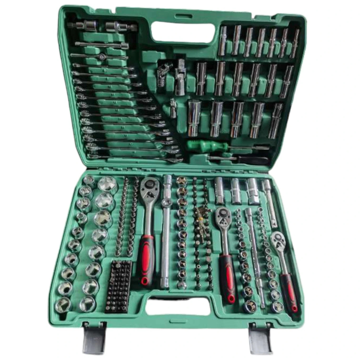 NEW 216PCS Socket Set 1/2″ 1/4″ 3/8″ Drive Mechanic Tool Kit – Green