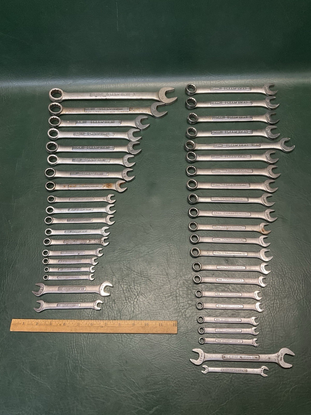 Vtg Craftsman SAE & Metric 12 Point Wrench lot -V- USA 15/16″ – 1/4″ & 18mm-7mm