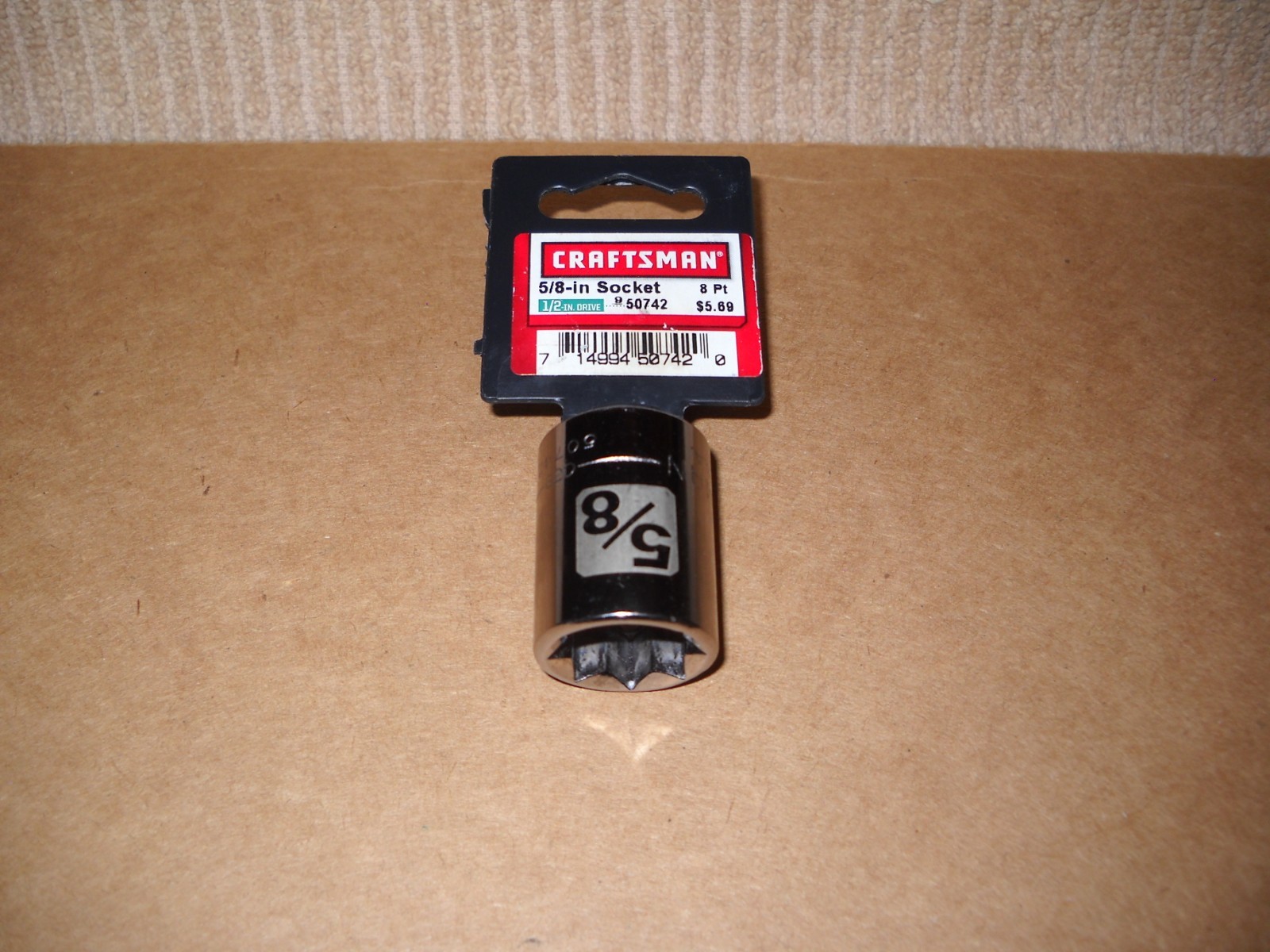 New Craftsman 1/2 Inch Drive 5/8″ Etched 8 Point Regular Socket on Hanger USA