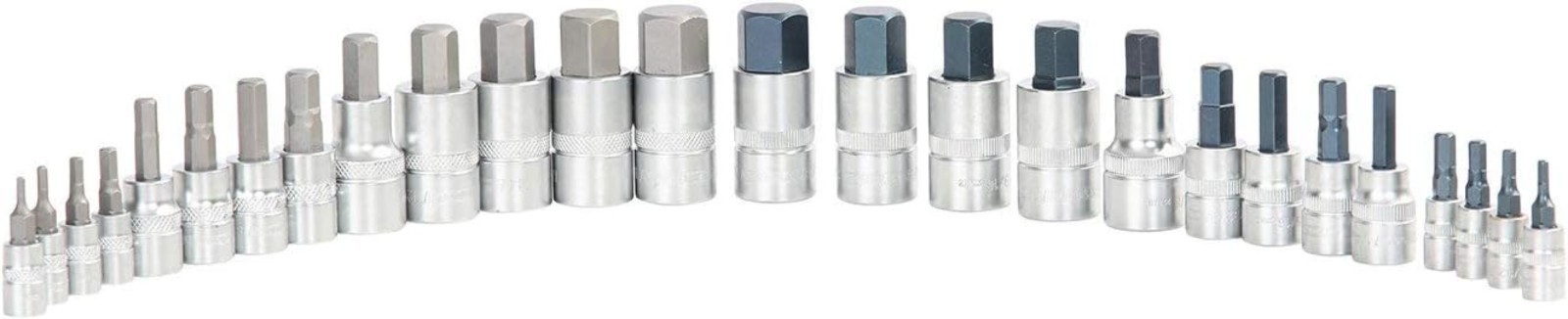 Oemtools 23990 26 Pc Hex Socket Set SAE Metric Durable Alloy Steel
