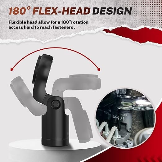 6PCS Flex Head Crows Foot Line Wrench Set, 3/8″ & 1/2″ Drive Injector Fuel Line