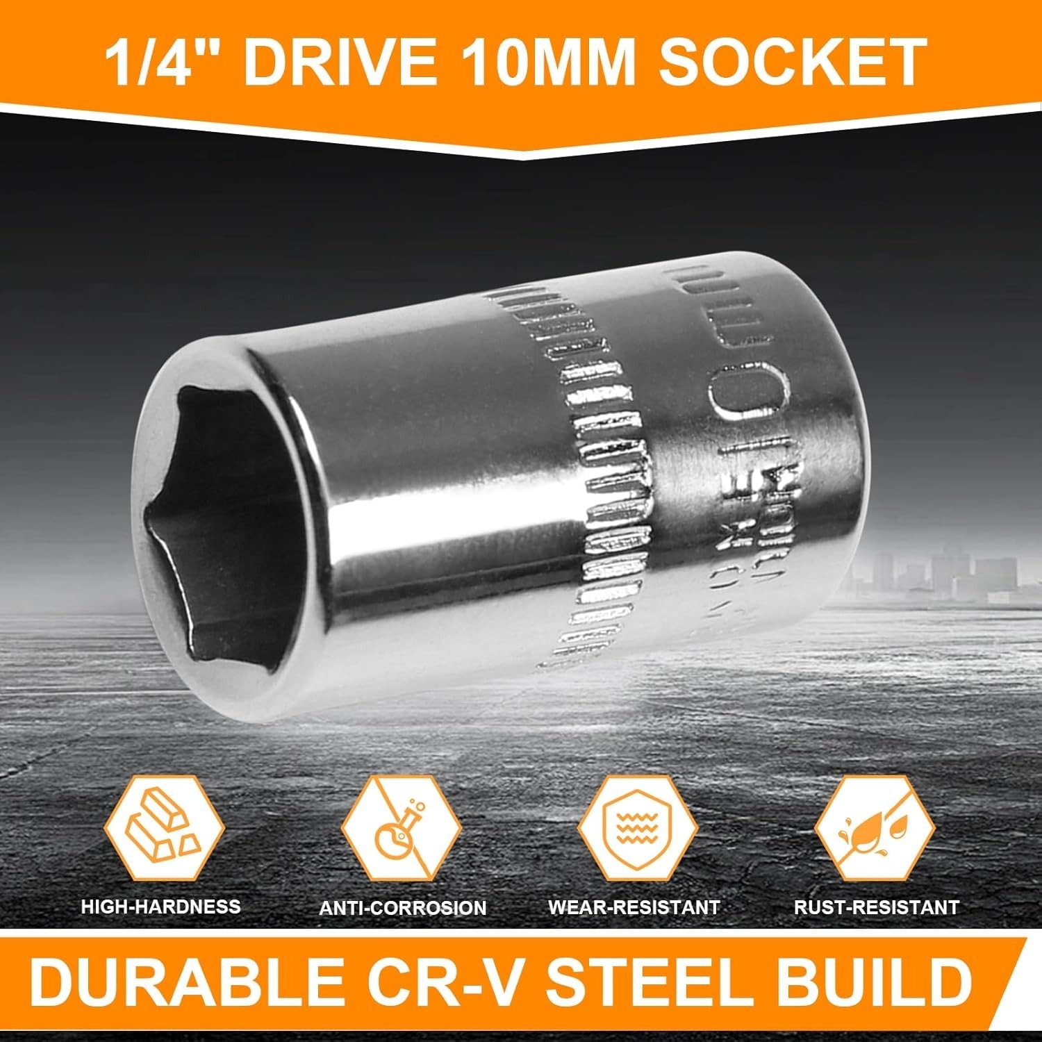 10mm 1/4″ Drive Shallow Socket Set – 6-Point Chrome Vanadium, 2pcs