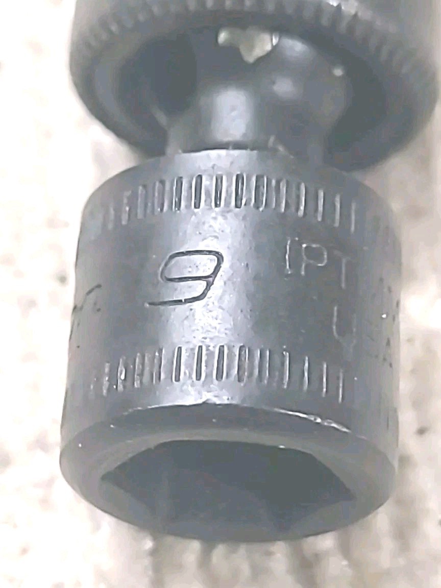 Snap-On IPTMM9 9mm Universal Swivel Impact Socket, 1/4” Drive, 6 Point USA MADE.