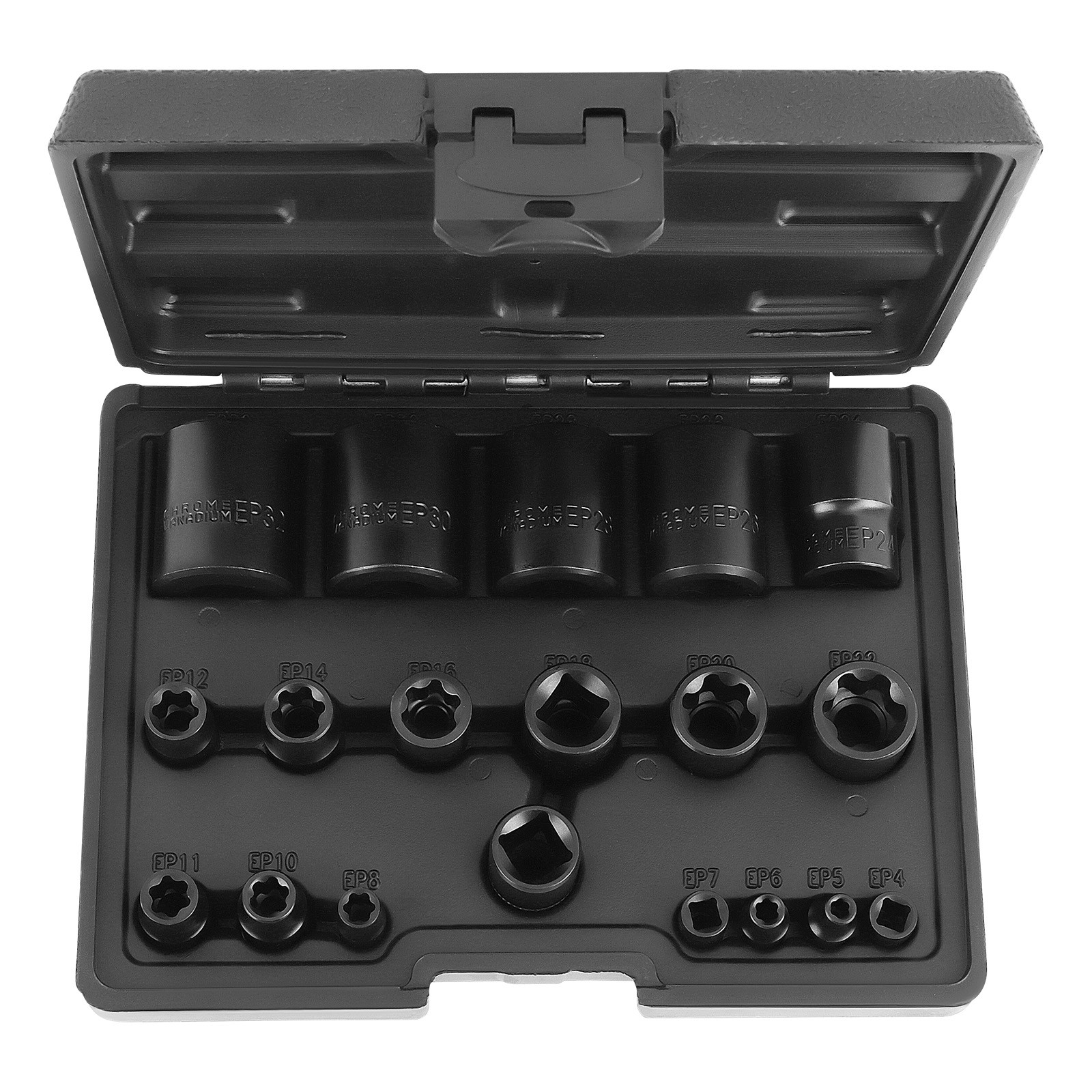 19 PC External Plus Socket Set 6 Point EP Socket EP4, EP5, EP6, EP7, EP8, EP10