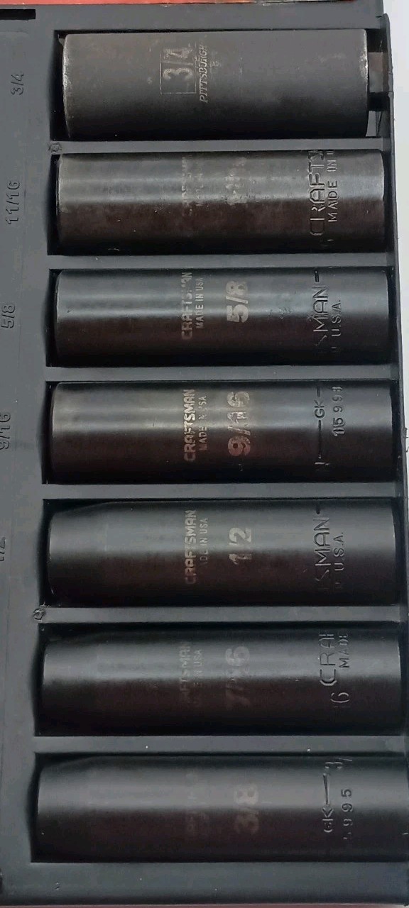 CRAFTSMAN Deep Impact Socket Set 1/2″ Drive 6-Point 9-15886 USA Made 12 Piece