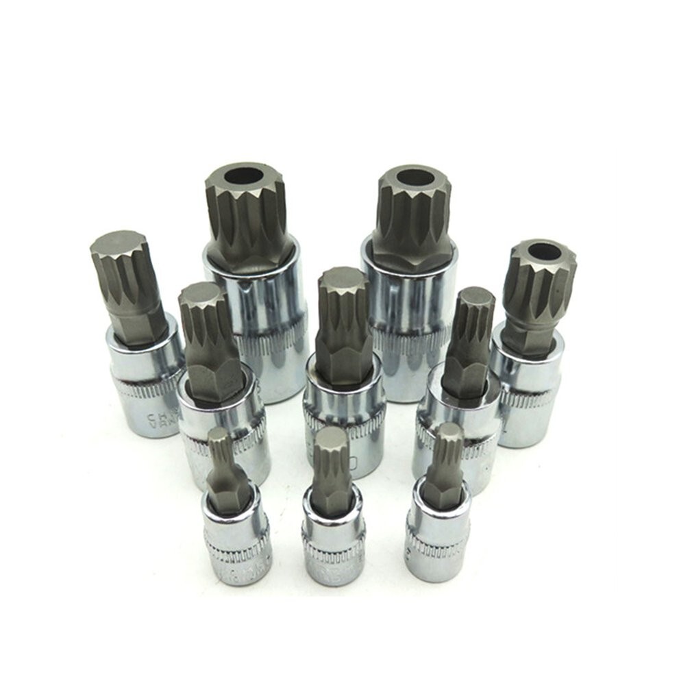 10pc XZN 12 Point Triple Square Spline Bit Socket Set Tamper Proof 4MM – 18MM
