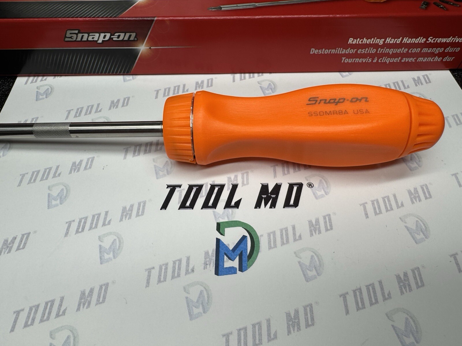 Snap-on Tools USA NEW ORANGE Hard Grip 8″ Shaft Ratcheting Screwdriver SSDMR8AO