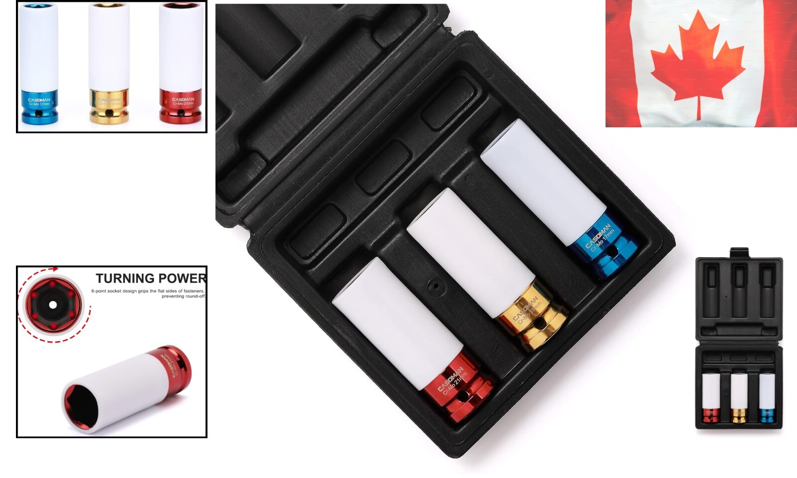 Oil Rubbed Finish 1/2-Inch Drive Impact Sockets for Safe Wheel Maintenance