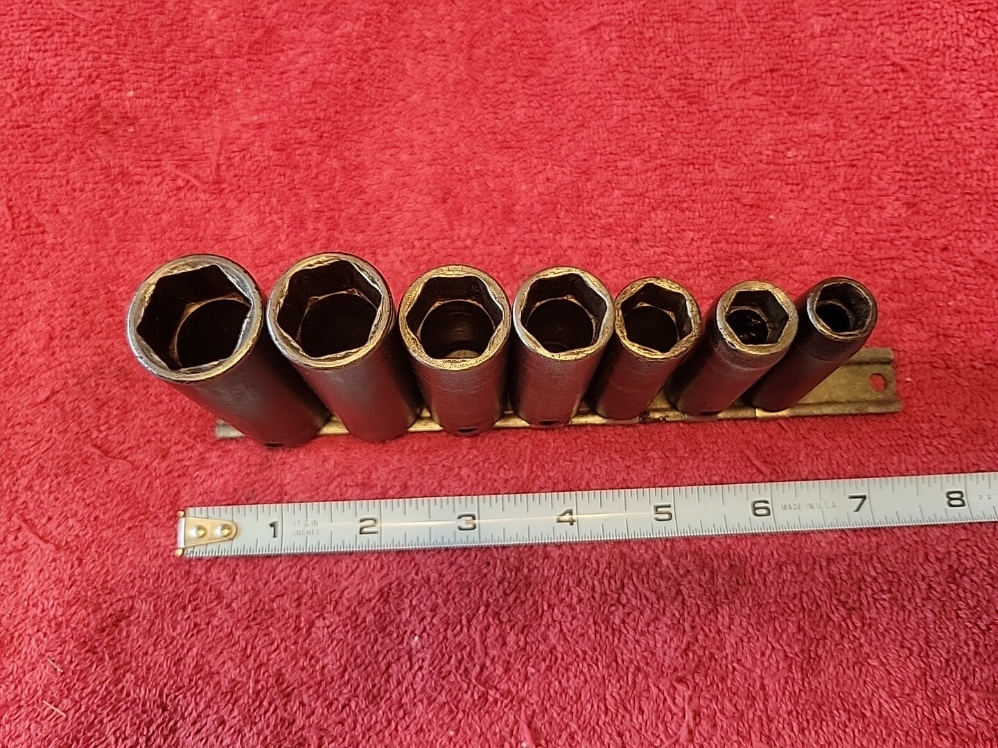 SNAP-ON TOOLS SAE 3/8″ DRIVE DEEP IMPACT SOCKET SET 6 PT 7 PC VTG USA 🇺🇸