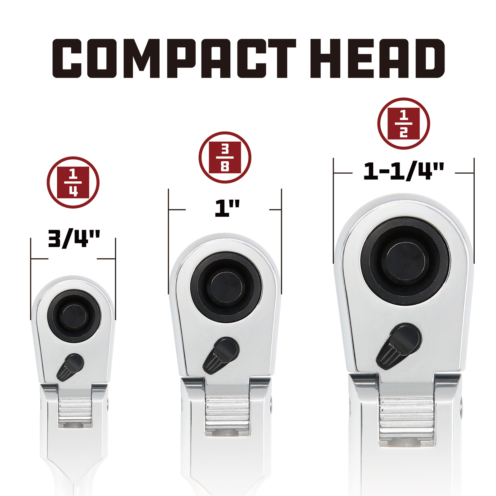 Powerbuilt 1/4 Inch Drive 72 Tooth Pro Tech 7 Inch Long Reach Flex Head Ratchet