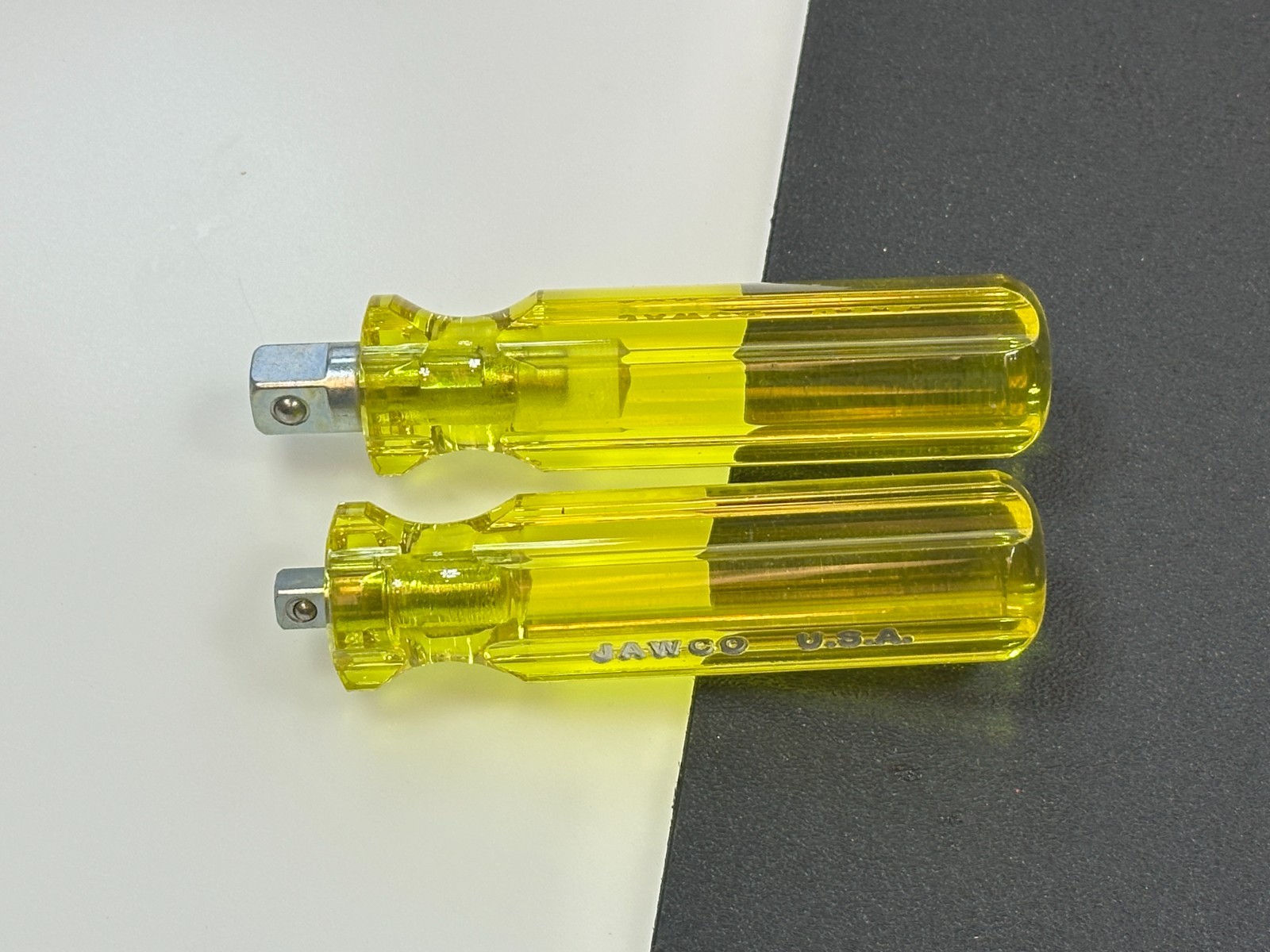 2pc NOS Jawco Tools USA Made 1/4 3/8″ Drive Socket Spinner Handles Yellow Handle