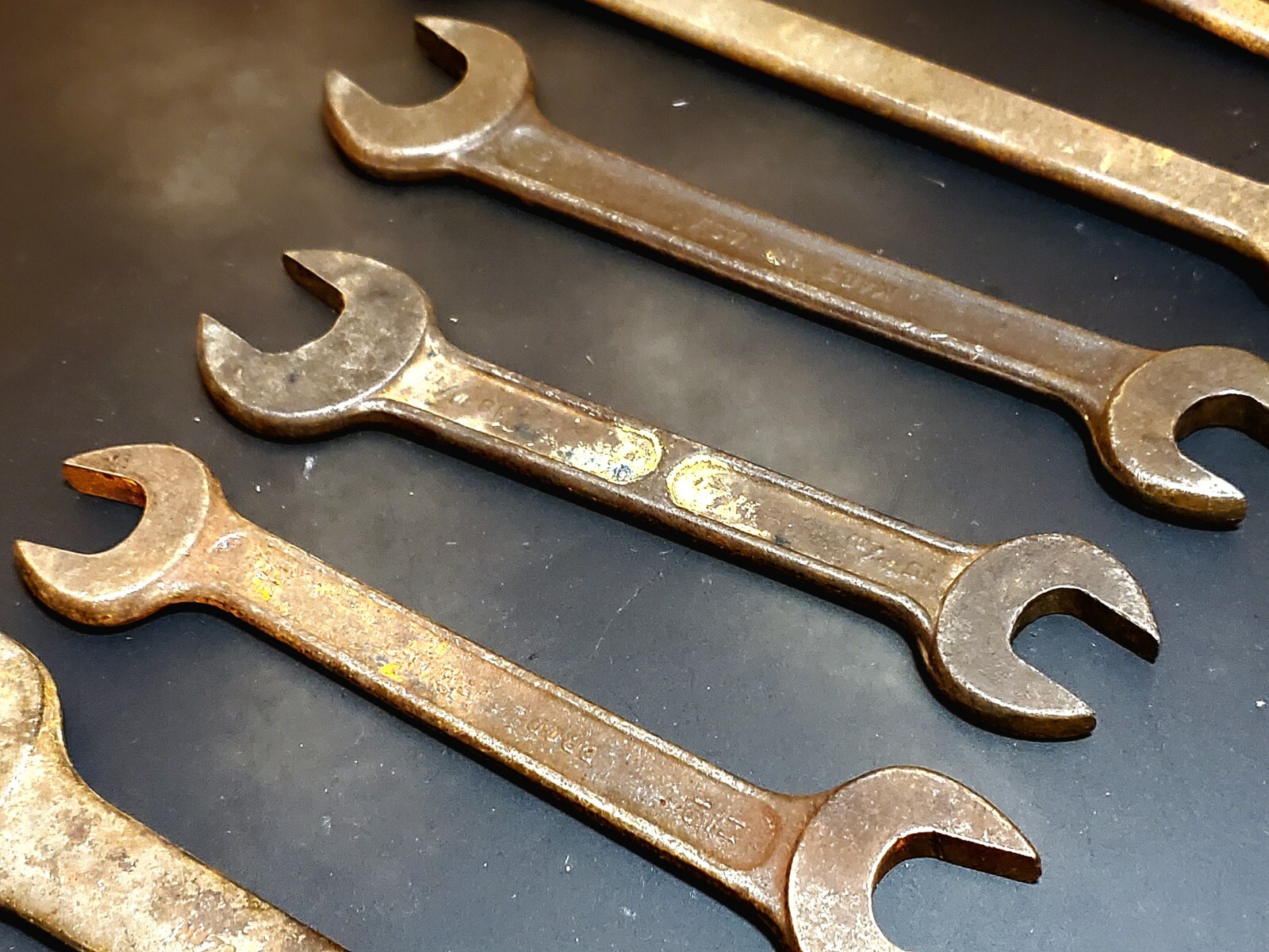 Vintage 20s-50s Open End Asst’d Wrenches Set of 8 Made in the USA Forged Steel