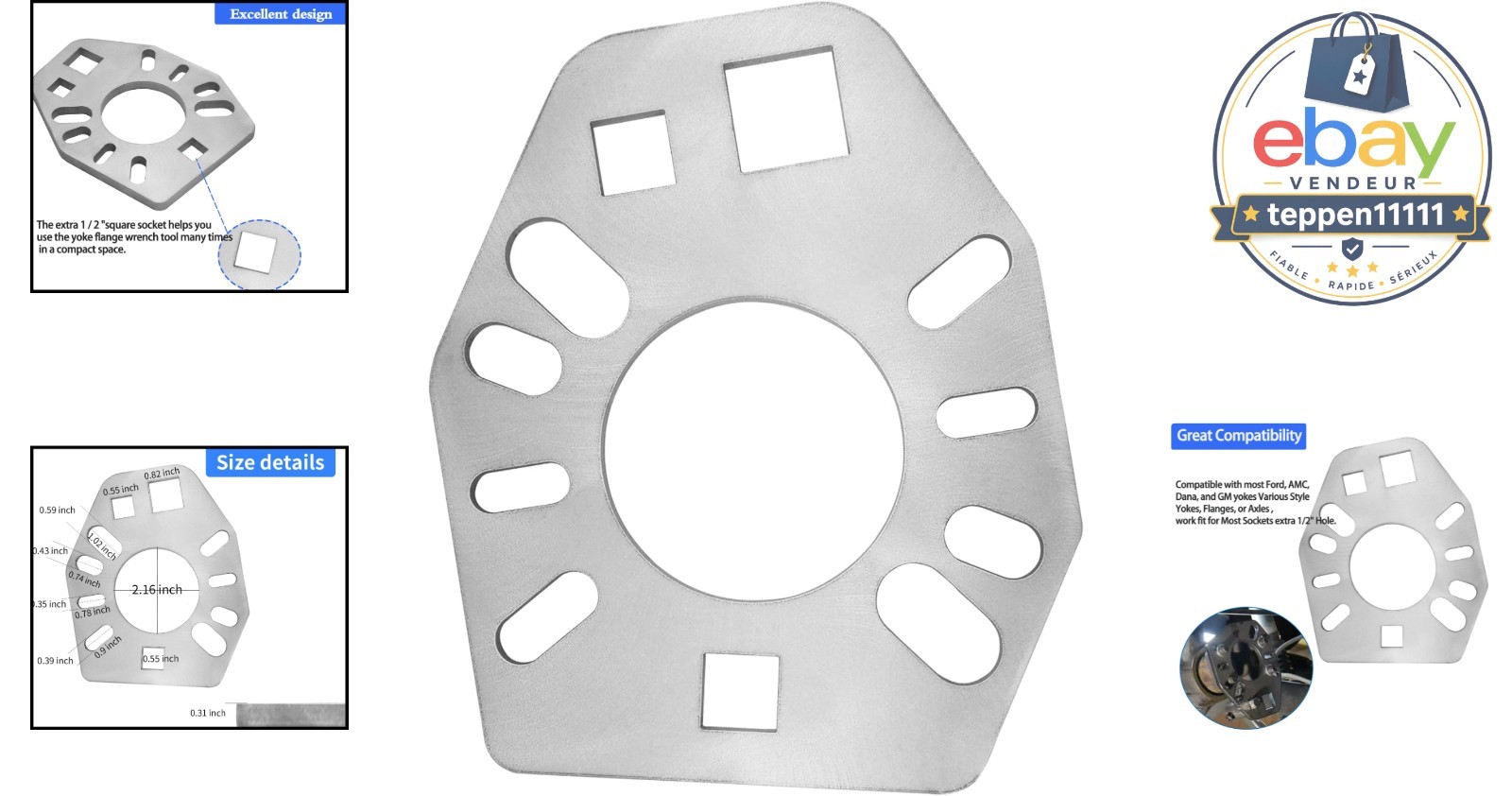 Pinion Holding Tool Yoke Wrench Fixed Square Hex