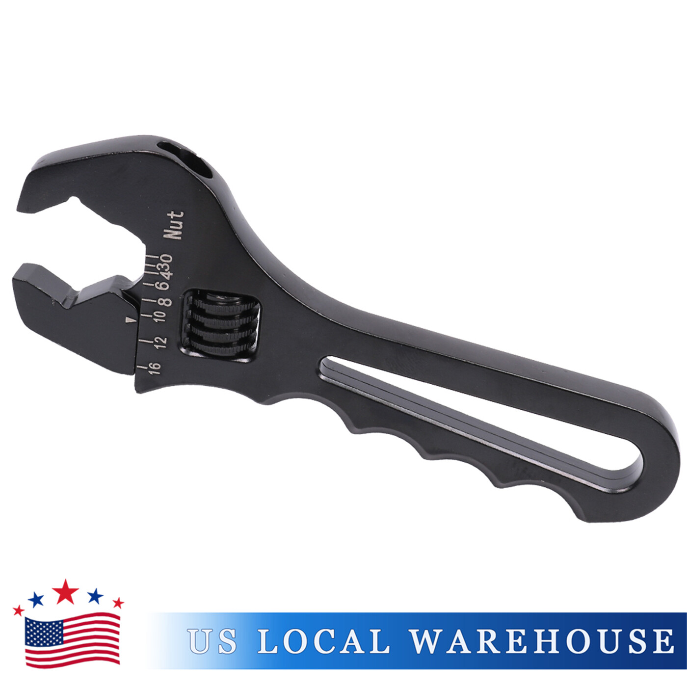 Black Adjustable Wrench Aluminum Tool Spanner Fit For Hose End Fitting 3AN-16AN