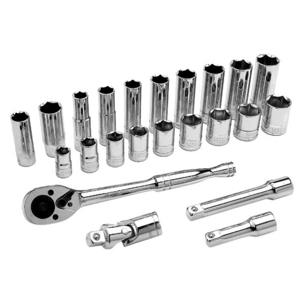 Performance Tool 3/8″ Drive Metric Ratchet & Socket Set, 23 Pieces