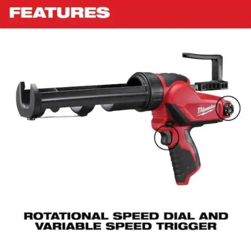 Milwaukee 2441-20 M12 Caulk and Adhesive Gun, 10 oz Capacity, Up to 400 lbs