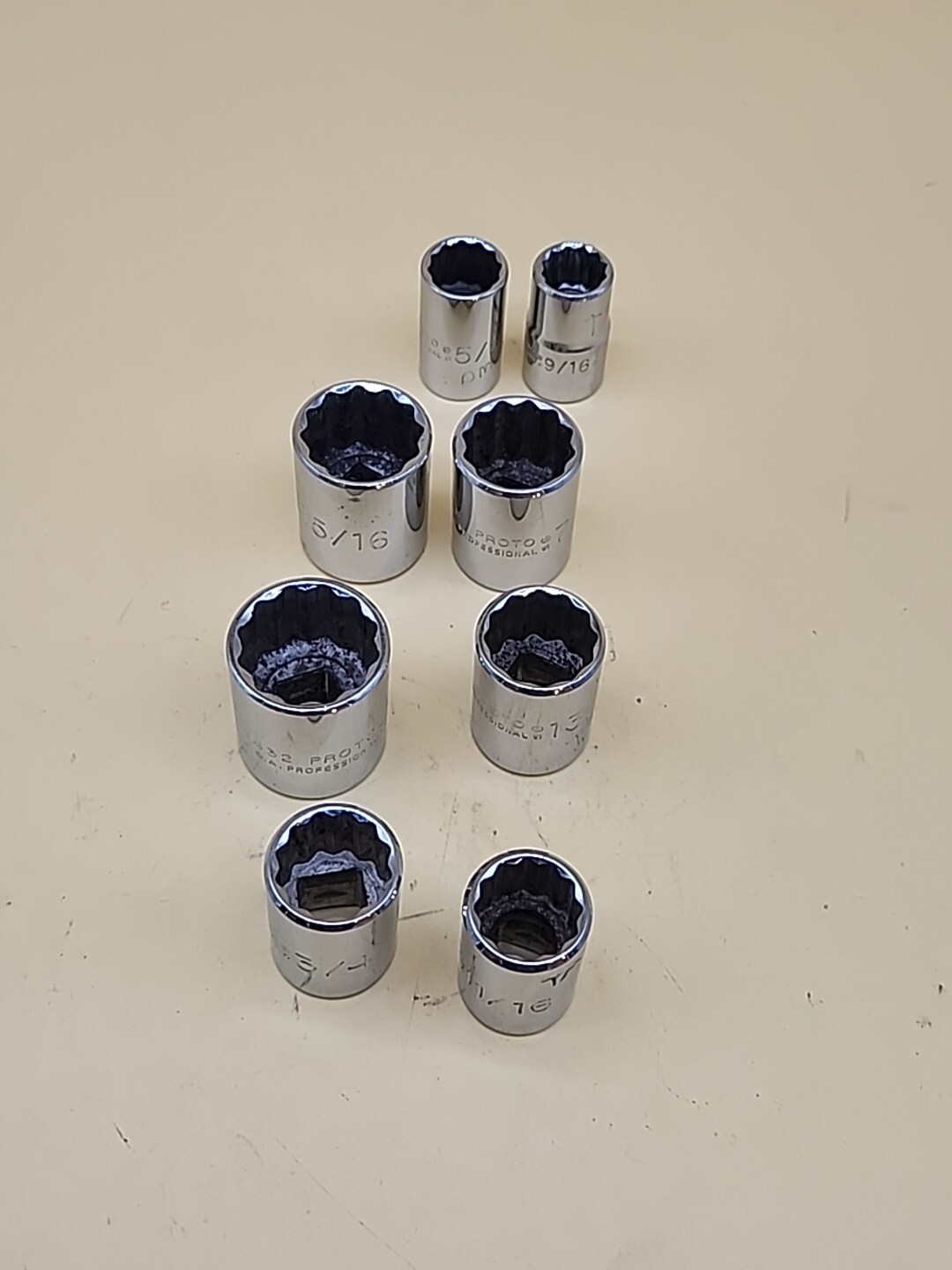 Proto 1/2″ Drive Sockets 1″, 15/16″, 7/8″, 13/16″ ,3/4, 11/16, 5/8, 9/16