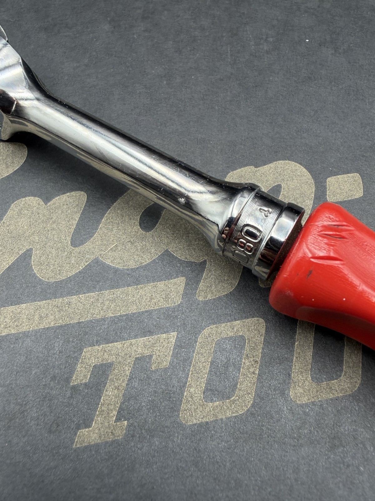 Snap-on FHD80 NON-USA Stamped Head Red 3/8″ Dr Hard Grip Ratchet [Used]