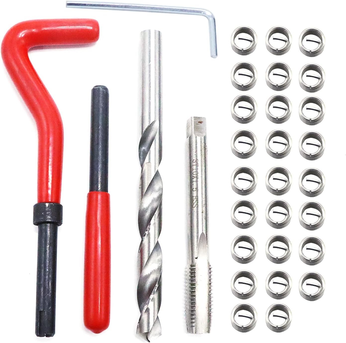 30-Piece Thread Repair Tool Set with M10 Stainless Steel Inserts for Automobiles