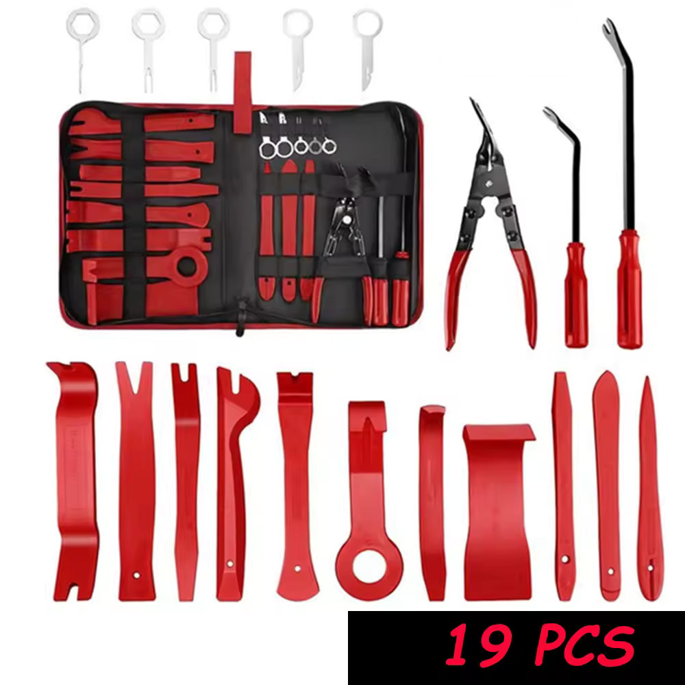 19Pcs Car Trim Removal Tool Set Hand Tools Pry Bar Panel Door Interior Clip Kit