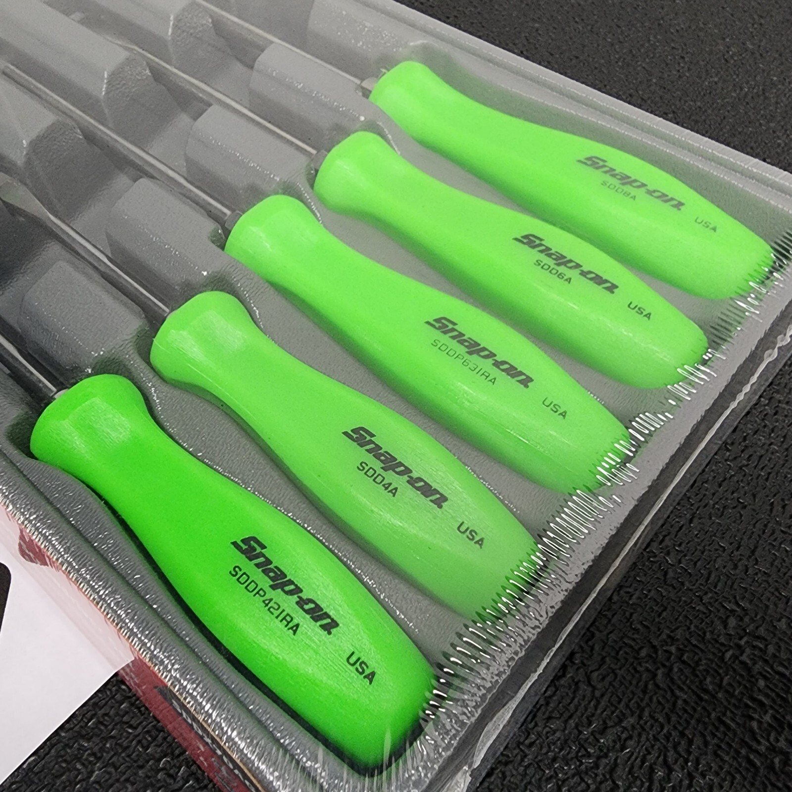Snap-on Tools USA NEW 7pc GREEN Hard Grip Combination Screwdriver Set SDDX70AG
