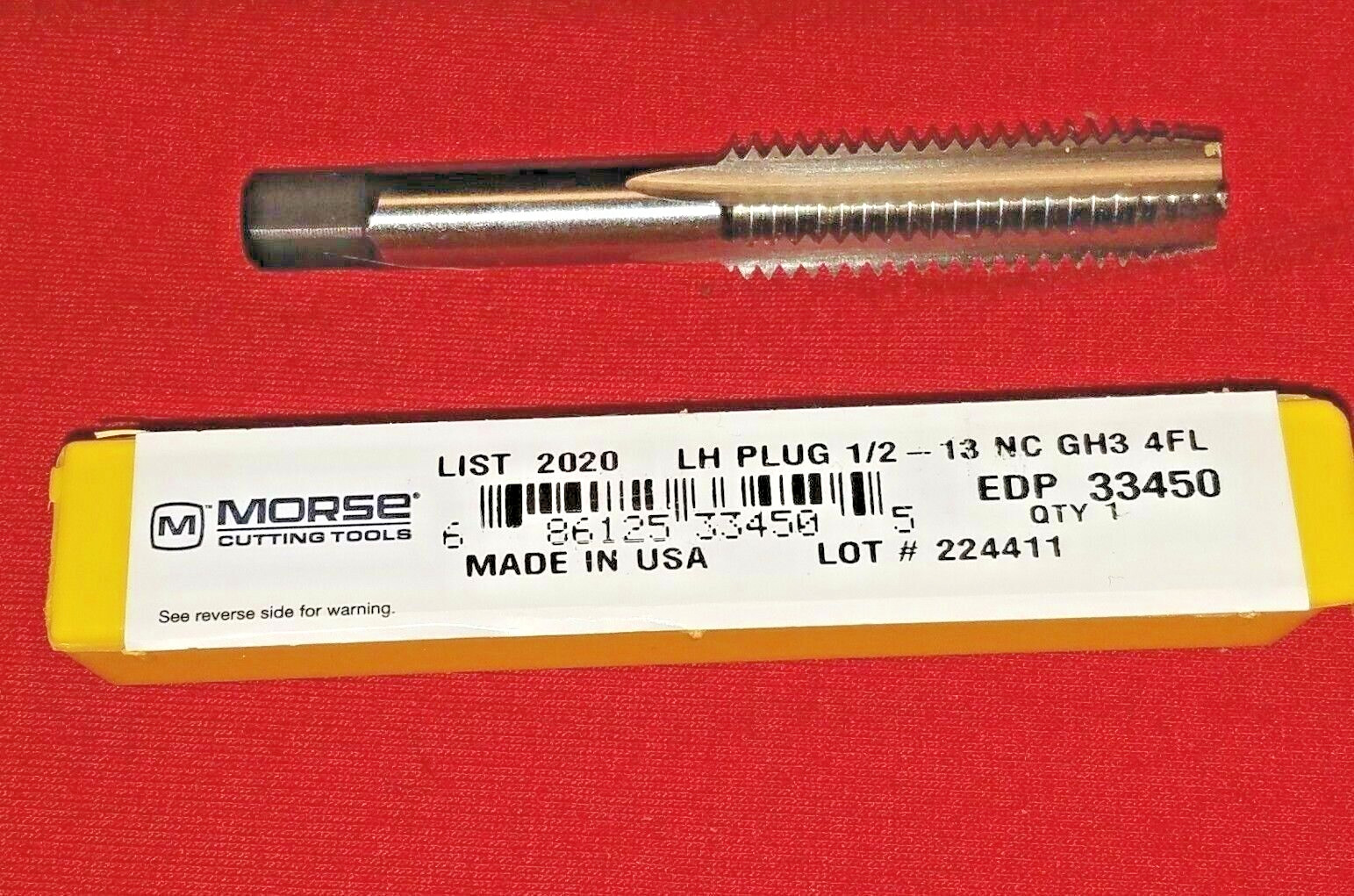 1/2-13 NC LEFT HAND Plug Tap Morse MT3733450 HSS GH3 USA