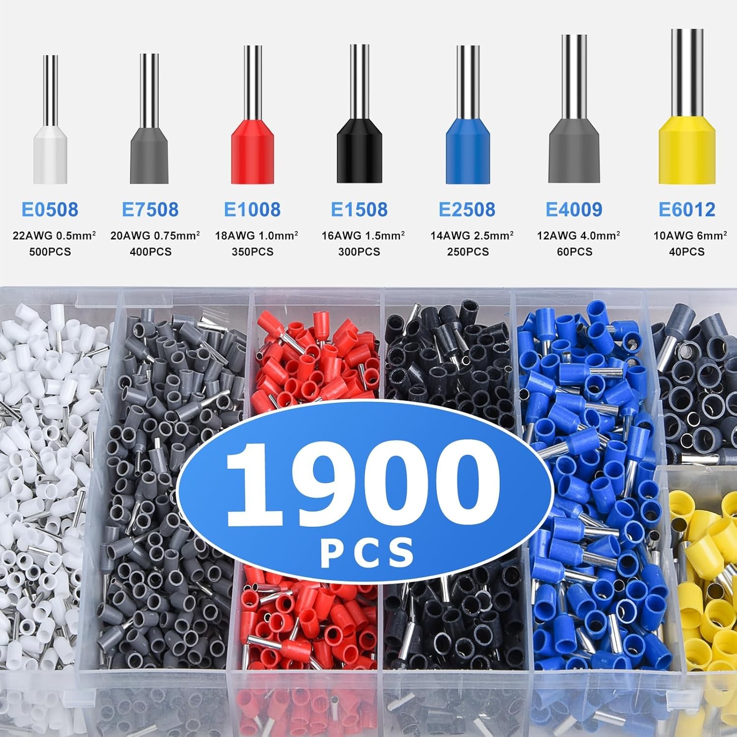 Preciva Ferrule Crimping Tool Kit with 1900PCS Wire Connectors, Silver/Gray