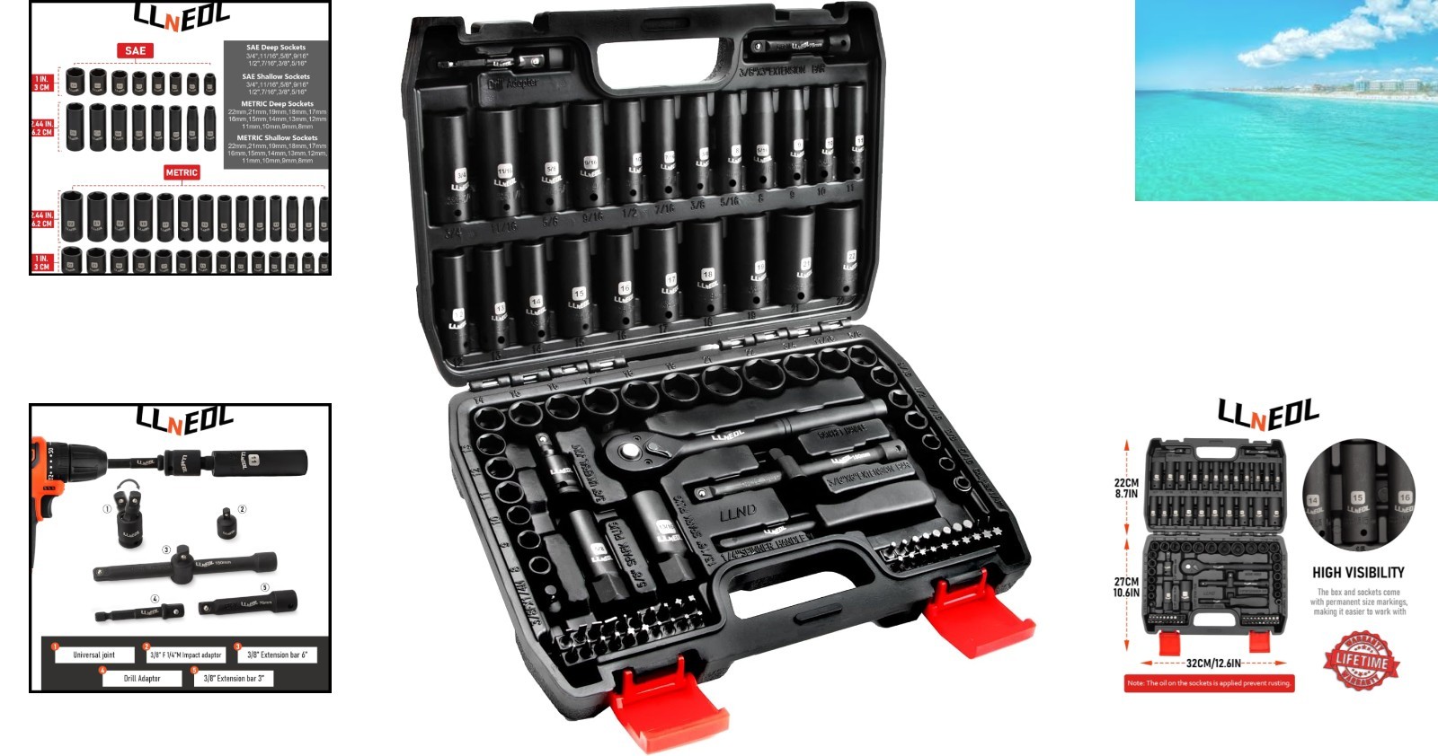 Professional 3/8 Drive Socket Set – 95PC Deep & Shallow with Spark Plug Sockets