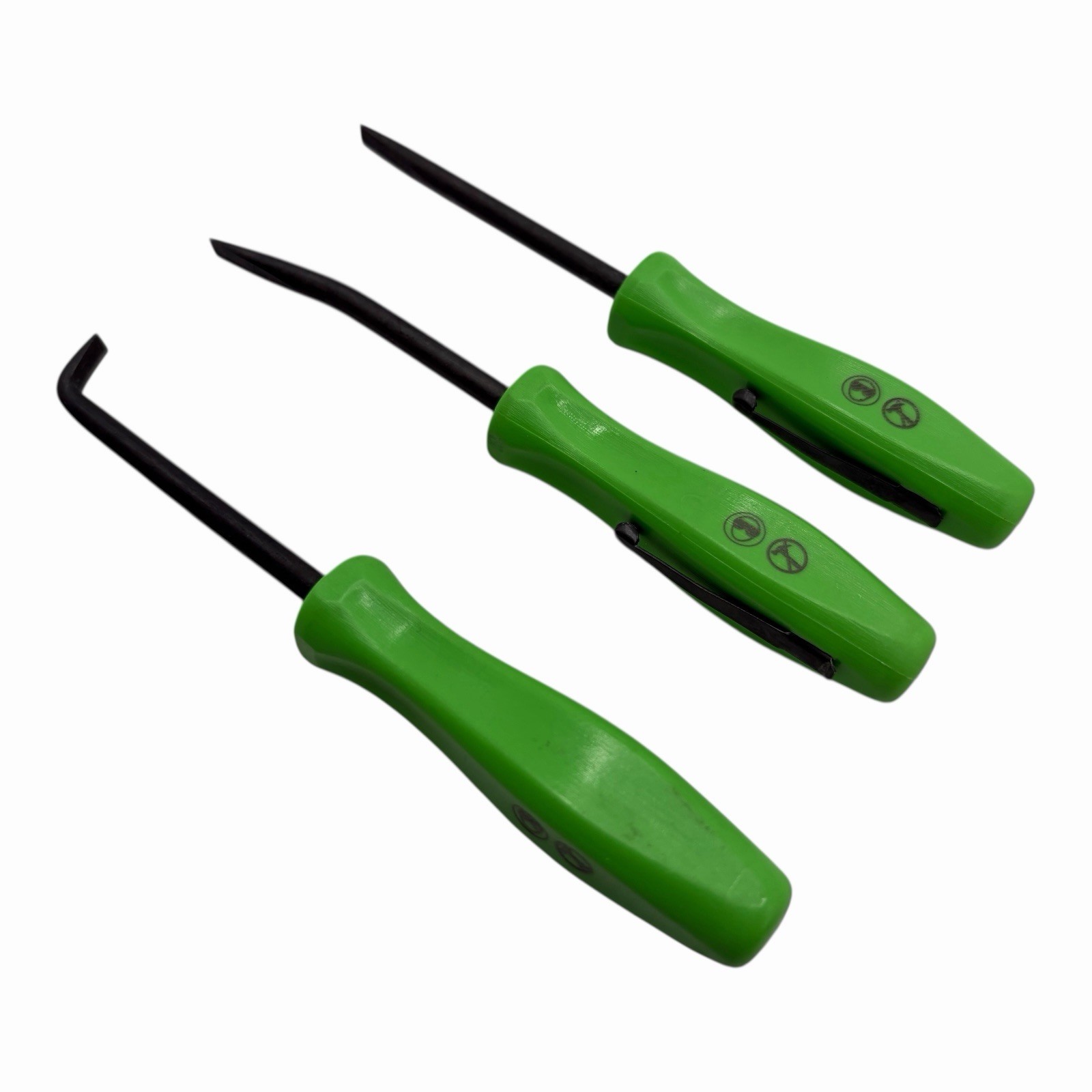 Snap On Tools Mini Pocket Pry Bar Set 3 piece Green 5 inch Straight Bent 90